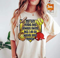 Load image into Gallery viewer, My Girl may not swing softball
