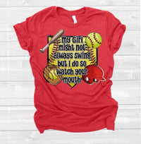 Load image into Gallery viewer, My Girl may not swing softball
