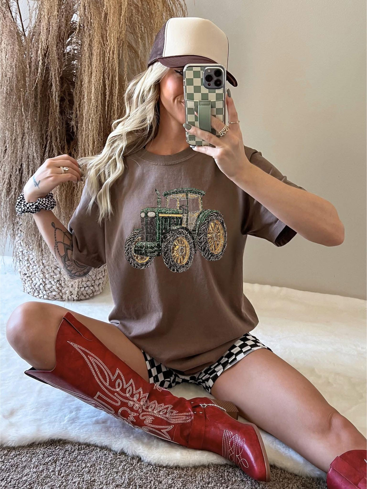 Faux rhinestone Tractor