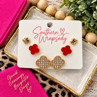 Load image into Gallery viewer, Clover earrings red
