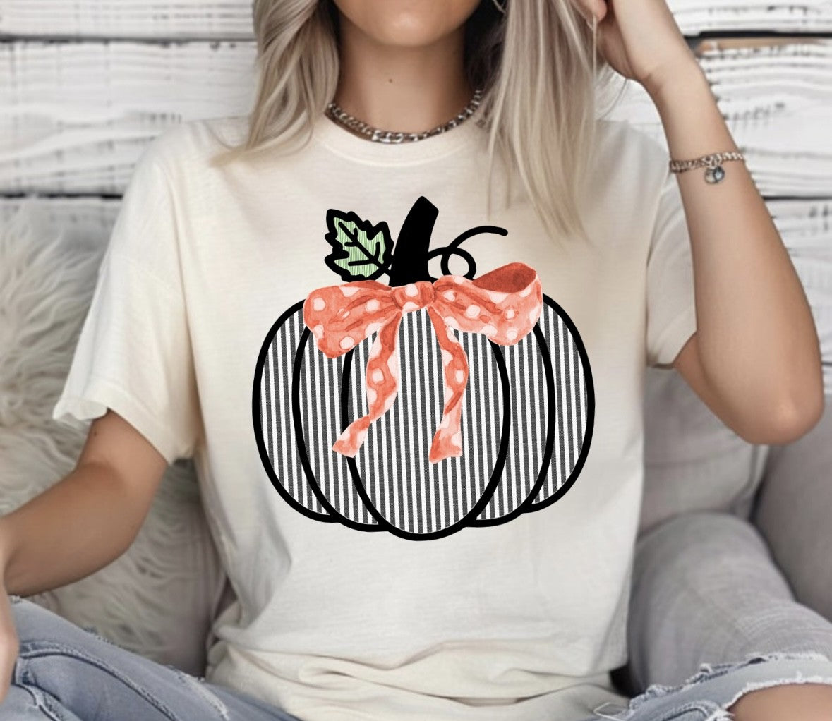 Black and White Seersucker pumpkin